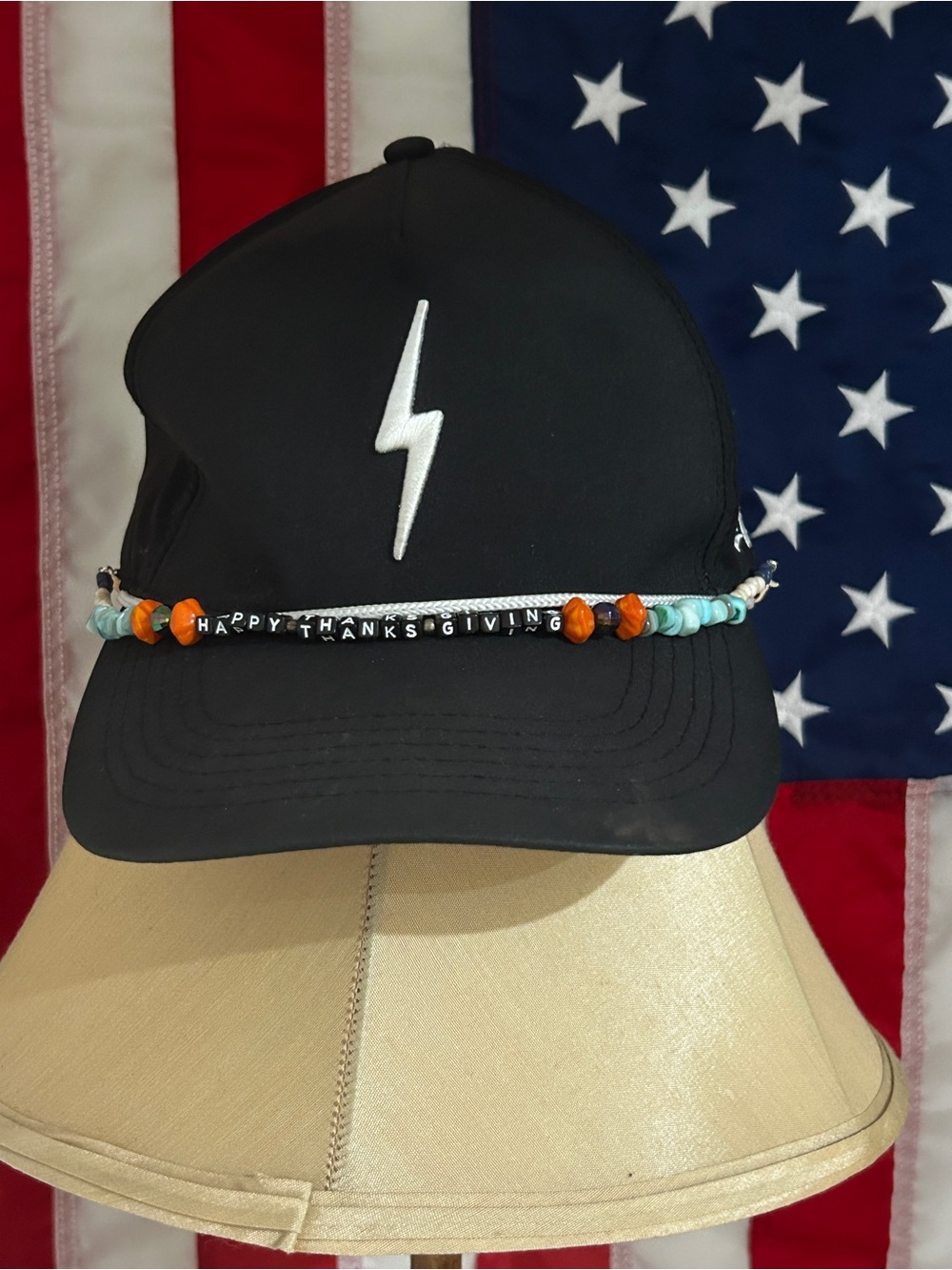 Beaded hat chain Happy Thanksgiving handmade brand new